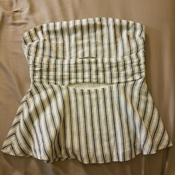 Tularosa Darby Stripe Strapless Linen Tube Top - Picture 3 of 8
